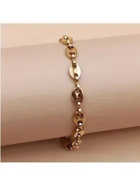 New! Gold Coffee Bean Link Chain Bracelet (3005) NWOT
